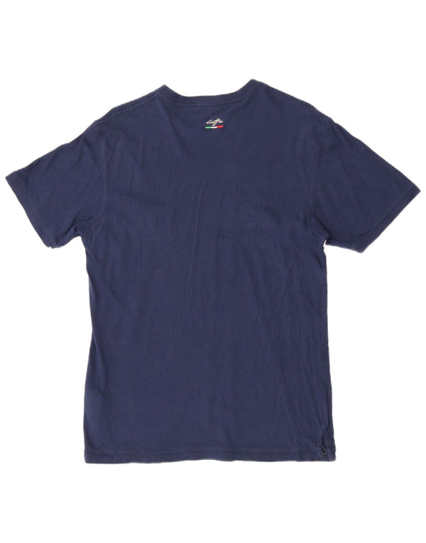 Lotto Mens T-Shirt Top Large Navy Blue Striped Cotton