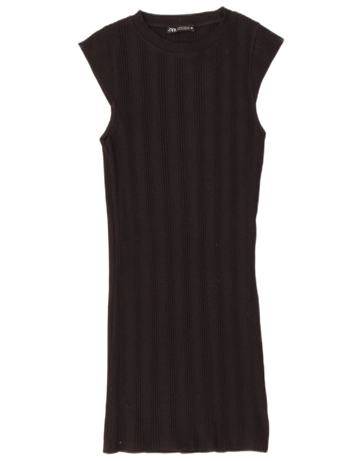 Zara Womens Shift Dress UK 8 Small Black Cotton
