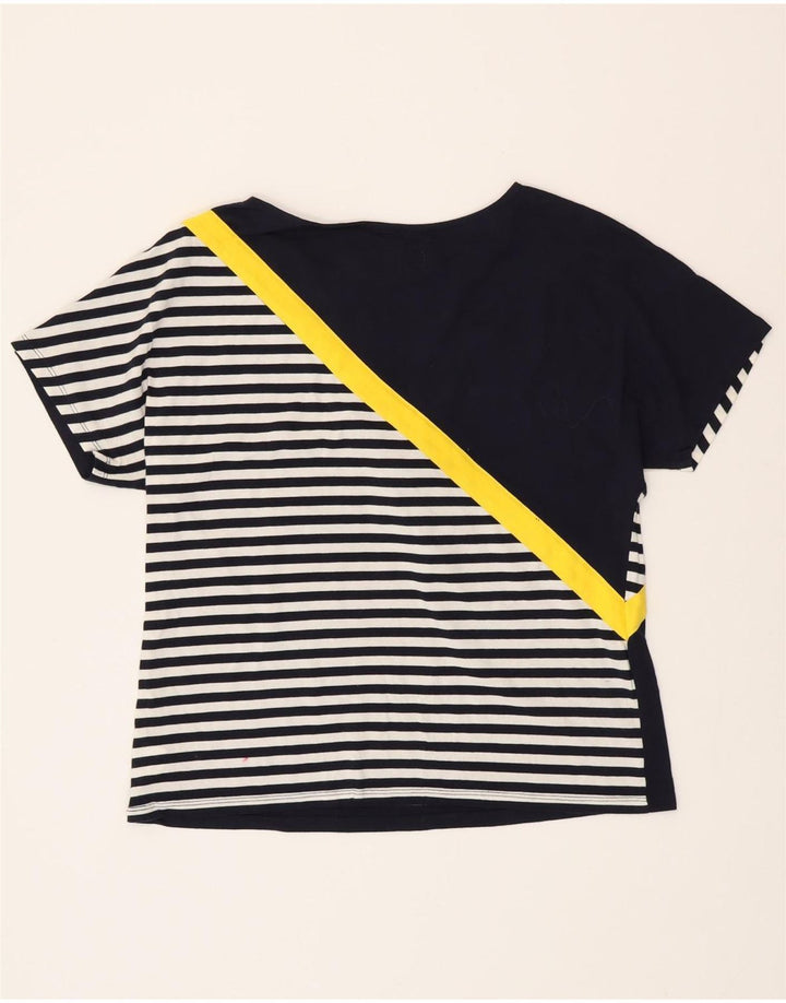BENETTON Womens Oversized T-Shirt Top UK 10 Small Navy Blue Striped Cotton