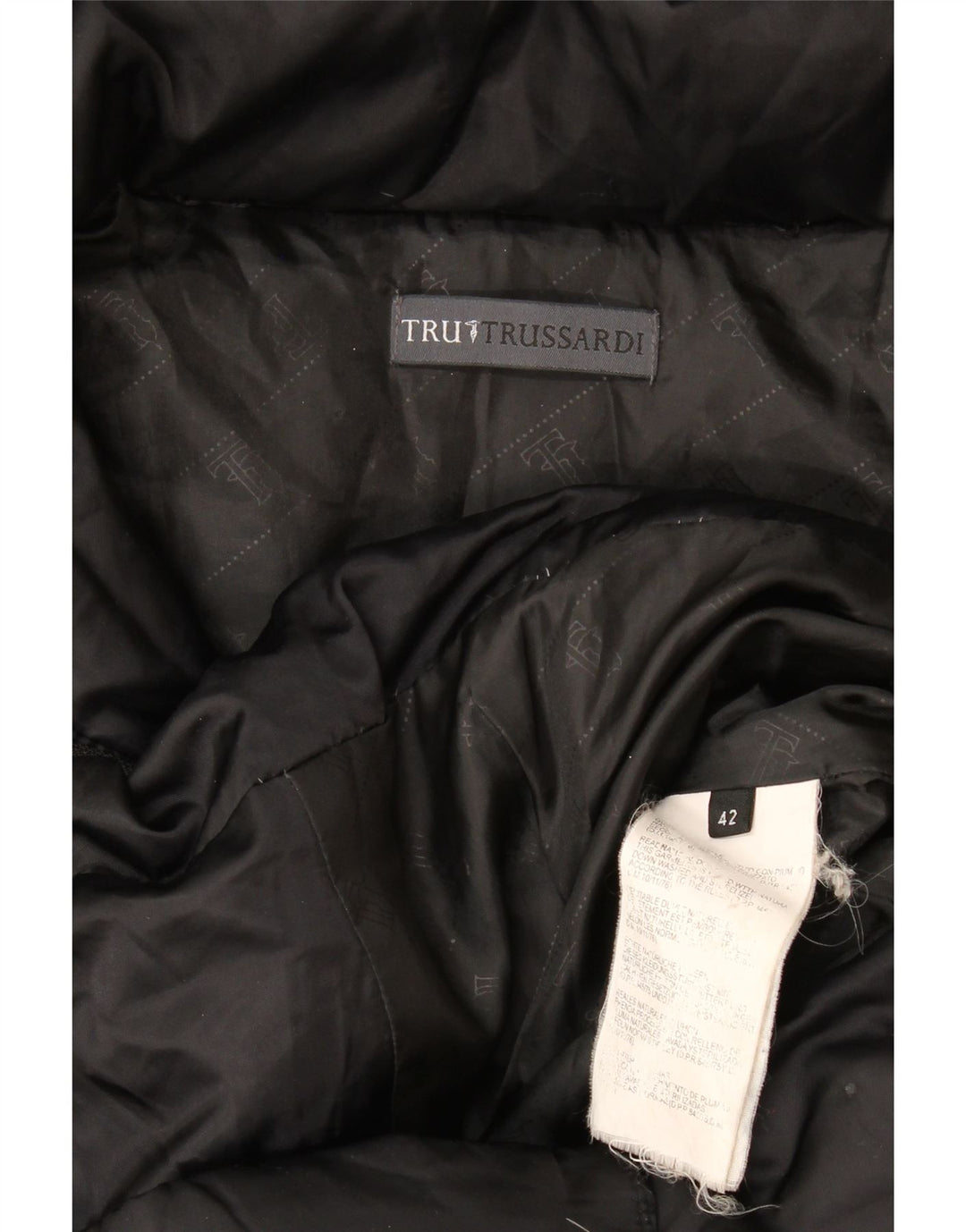 Trussardi Womens Hooded Padded Coat IT 42 Medium Black Polyester