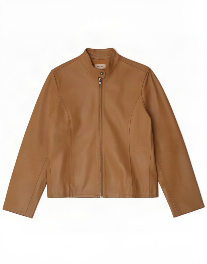 Conbipel Womens Leather Jacket IT 44 Medium Brown