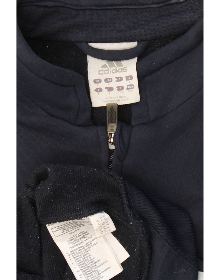 ADIDAS Mens Tracksuit Top Jacket Large Navy Blue Colourblock Polyester