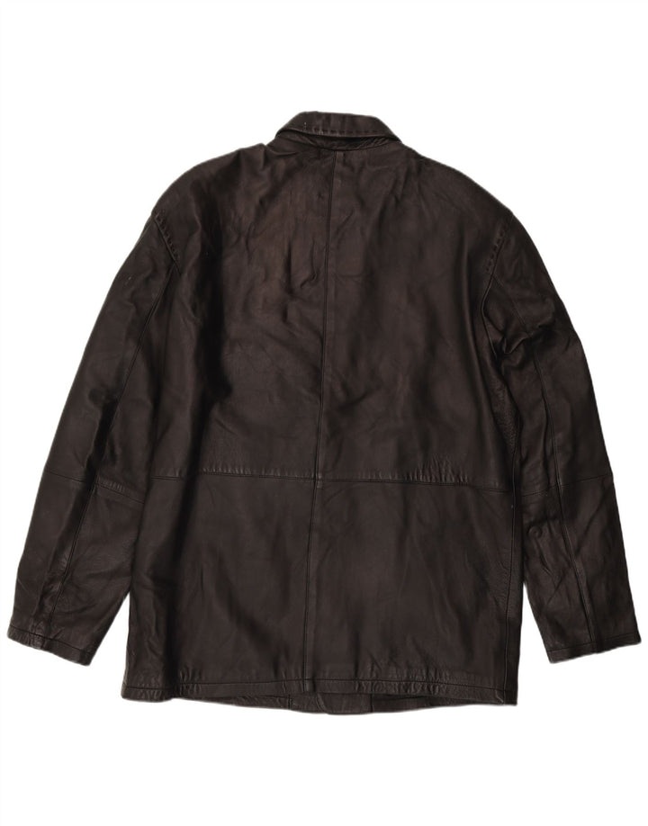 Kartel Mens Leather Jacket UK 42 XL Black Leather