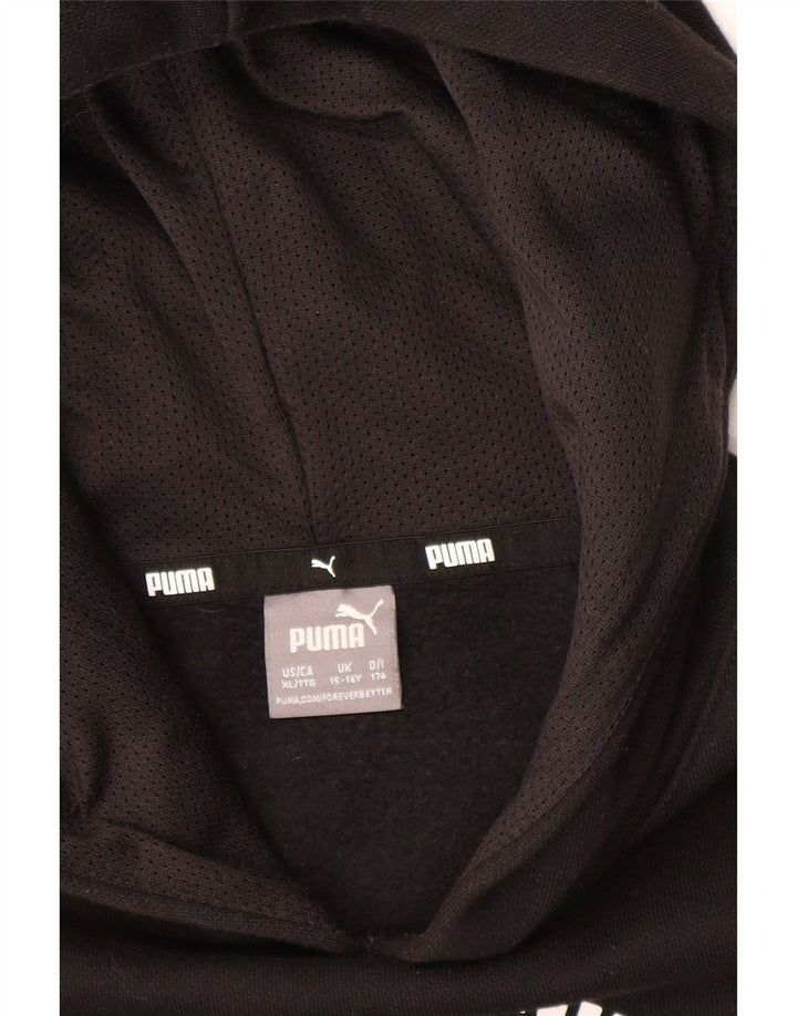PUMA Boys Graphic Hoodie Jumper 15-16 Years Black Vintage Puma and Second-Hand Puma from Messina Hembry 
