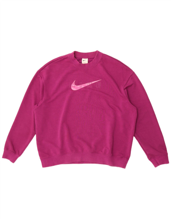 Nike Womens Dri Fit Graphic Oversized Sweatshirt Jumper UK 10 Small Purple