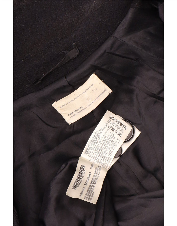 Zara Mens Overcoat UK 40 Large Navy Blue Wool