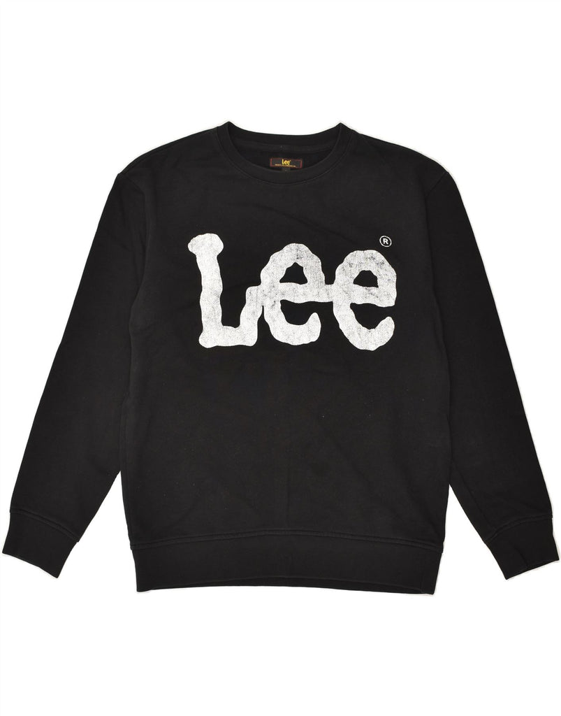 LEE Mens Graphic Sweatshirt Jumper Medium Black Cotton | Vintage Lee | Thrift | Second-Hand Lee | Used Clothing | Messina Hembry 