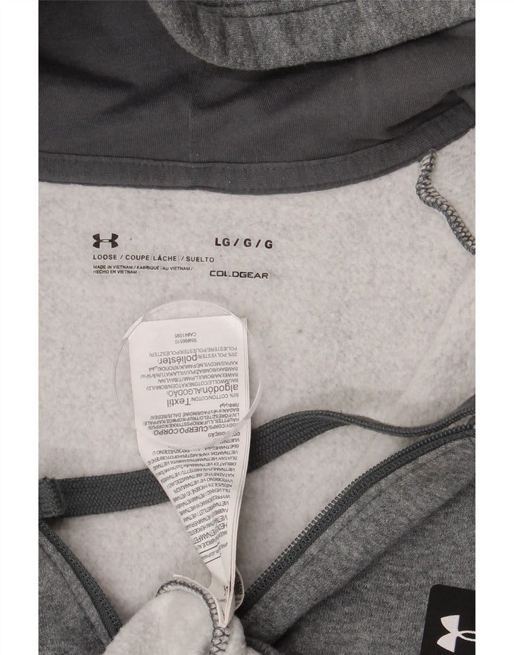 Under Armour Mens Cold Gear Zip Hoodie Sweater Large Grey Flecked Cotton