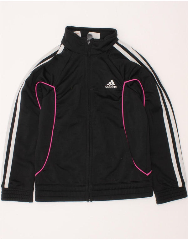 Adidas Girls Tracksuit Top Jacket 5-6 Years Black Polyester