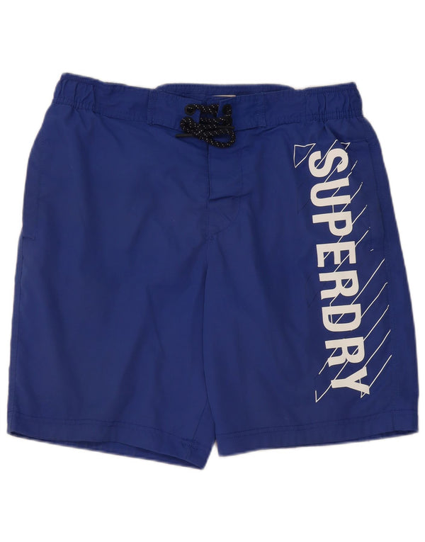 SUPERDRY Mens Graphic Swimming Shorts Large Blue Polyester