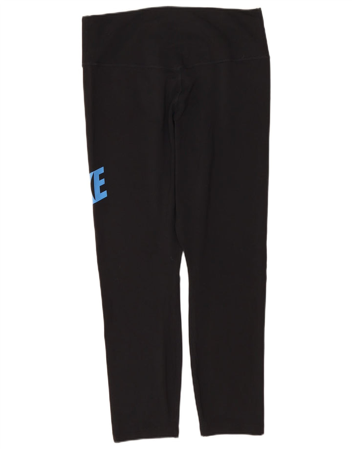 Nike Womens Dri Fit Graphic Capri Leggings UK 12 Medium Black Polyester
