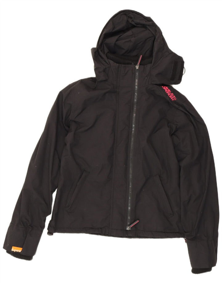 SUPERDRY Womens Hooded Windbreaker Jacket UK 16 Large Black Polyester