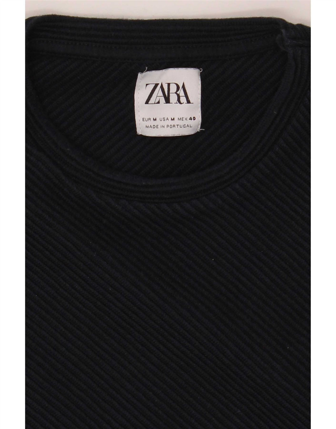 Zara Mens Top Long Sleeve Medium Navy Blue