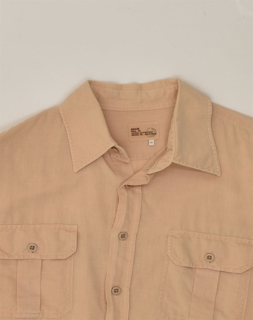 GAS Mens Shirt Medium Beige Cotton | Vintage Gas | Thrift | Second-Hand Gas | Used Clothing | Messina Hembry 