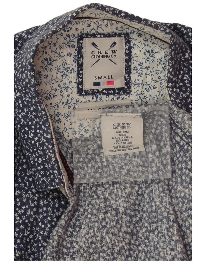 Crew Clothing Mens Shirt Small Navy Blue Floral Linen
