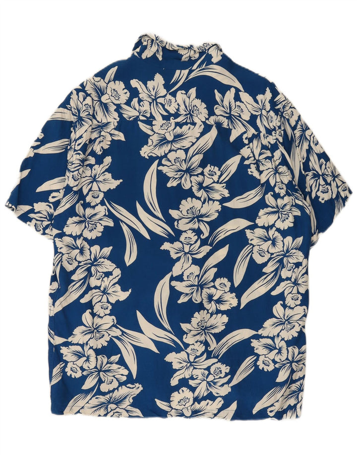Kamehameha Mens Short Sleeve Shirt Large Blue Floral