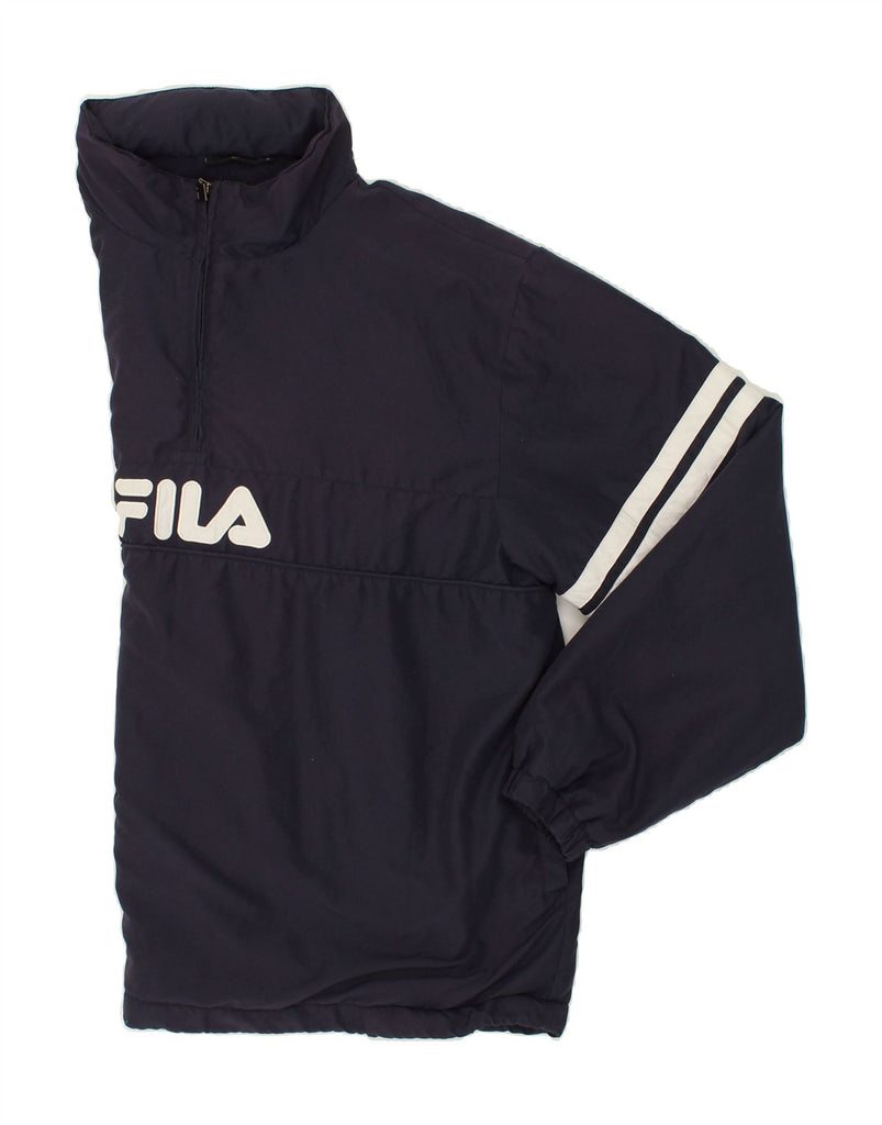 FILA Mens Hooded Pullover Tracksuit Top Jacket 2XL Navy Blue Polyester | Vintage Fila | Thrift | Second-Hand Fila | Used Clothing | Messina Hembry 