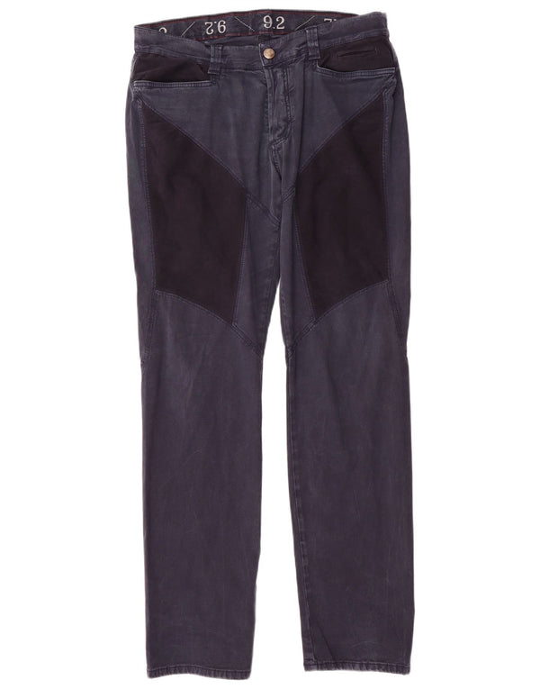 9.2 by Carlo Chionna Mens Slim Casual Trousers W36 L34 Navy Blue Cotton