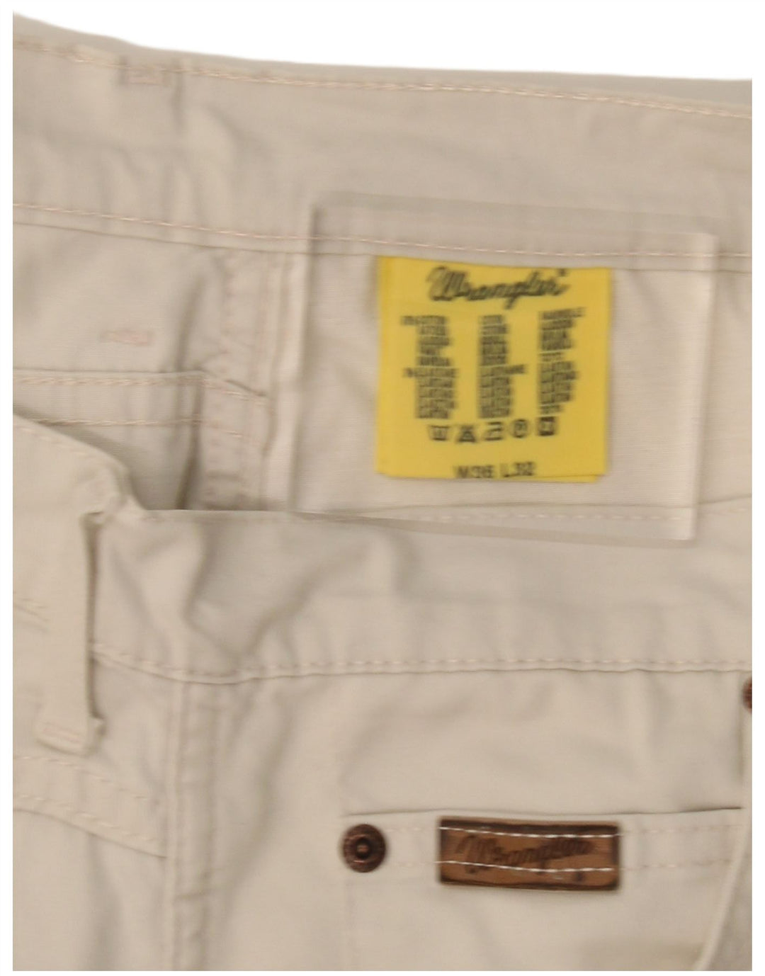 WRANGLER Mens Straight Casual Trousers W36 L32 Off White Cotton