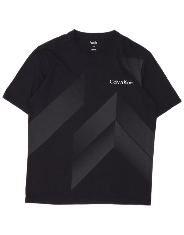 Calvin Klein Mens T-Shirt Top Large Black Geometric Cotton