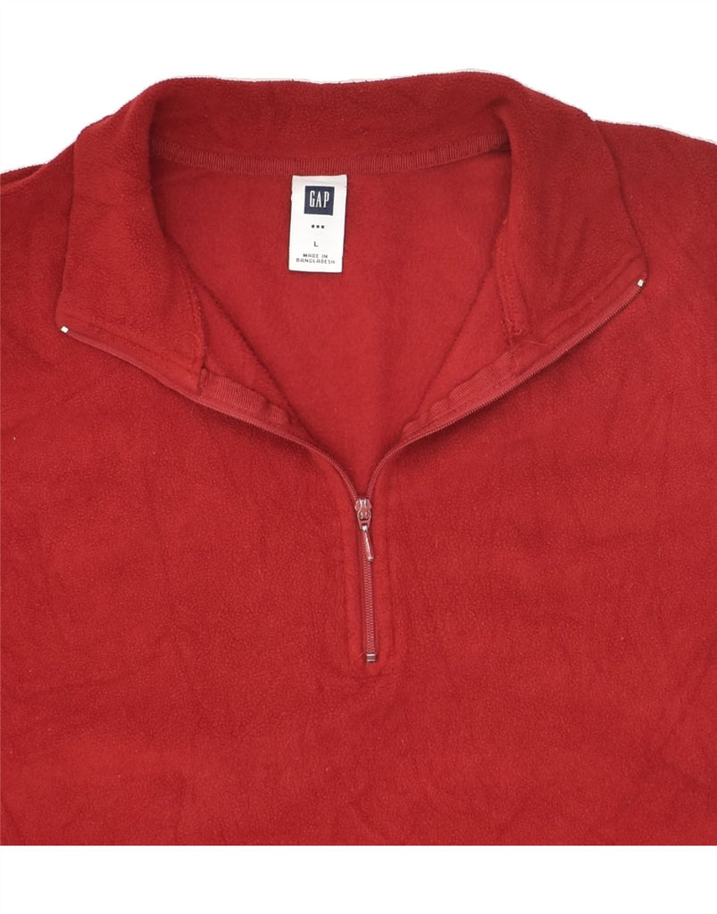 GAP Womens Zip Neck Fleece Jumper UK 16 Large Red Polyester | Vintage Gap | Thrift | Second-Hand Gap | Used Clothing | Messina Hembry 