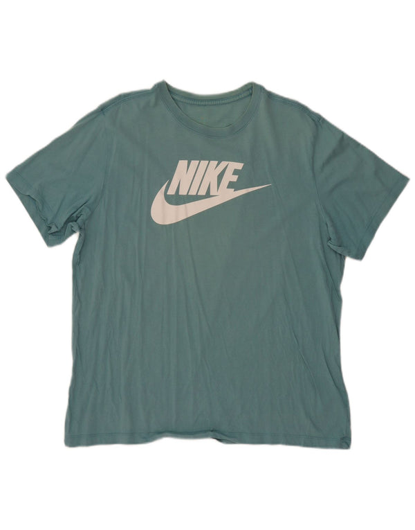 Nike Womens Graphic T-Shirt Top UK 18 XL Turquoise Cotton