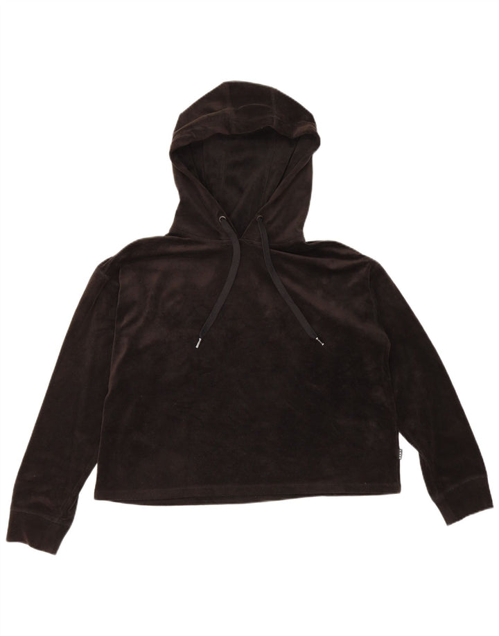 Dkny Womens Oversized Hooded Velour Top Long Sleeve UK 12 Medium Black