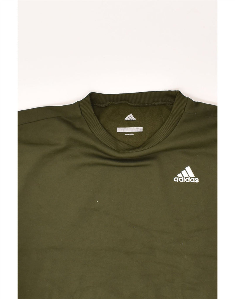 ADIDAS Boys Sweatshirt Jumper 12-13 Years Khaki Polyester | Vintage Adidas | Thrift | Second-Hand Adidas | Used Clothing | Messina Hembry 