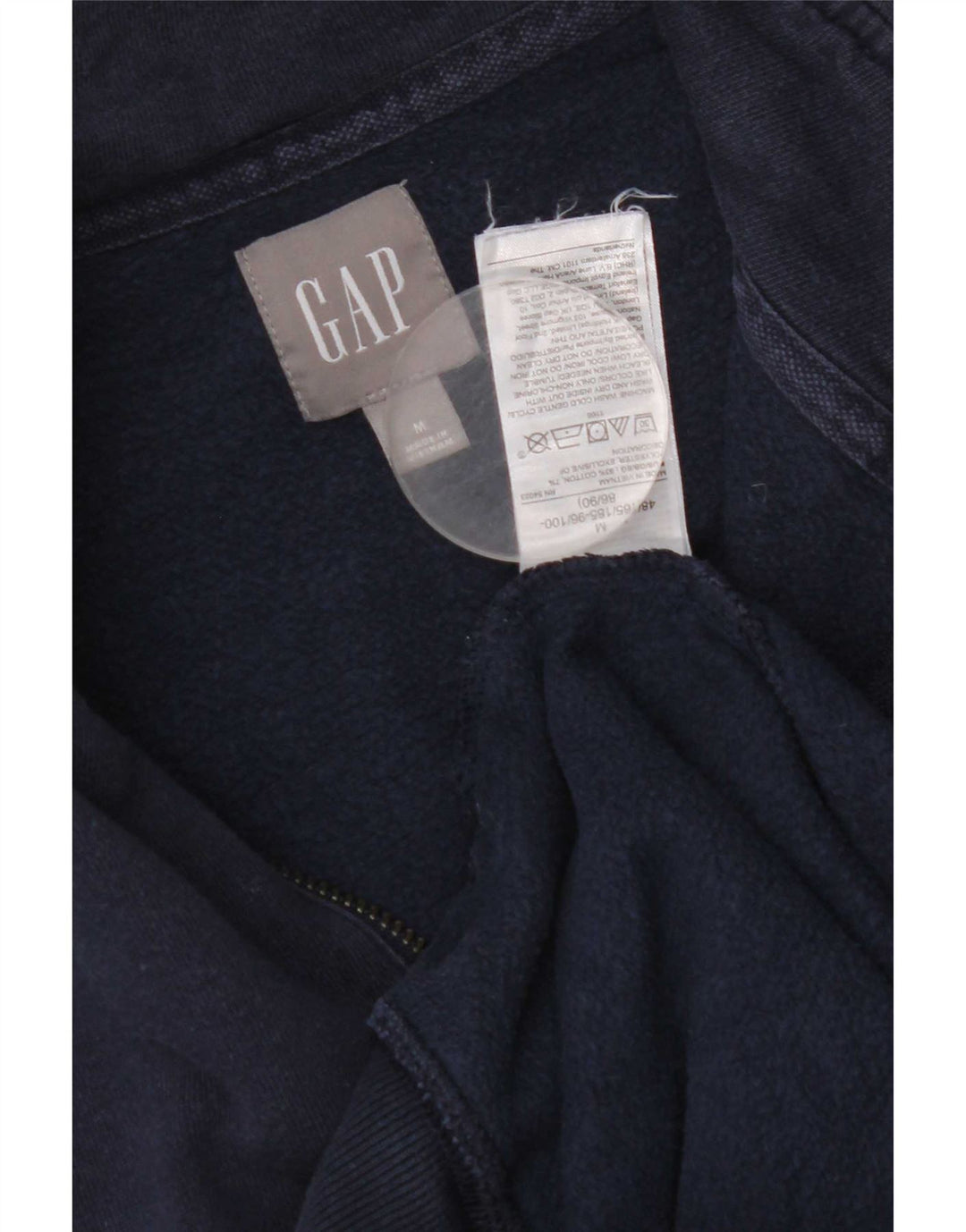 Gap Mens Graphic Zip Neck Sweatshirt Jumper Medium Navy Blue Cotton