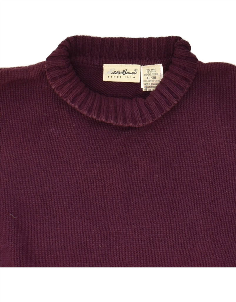 EDDIE BAUER Womens Loose Fit Turtle Neck Jumper Sweater UK 18 XL Burgundy | Vintage Eddie Bauer | Thrift | Second-Hand Eddie Bauer | Used Clothing | Messina Hembry 