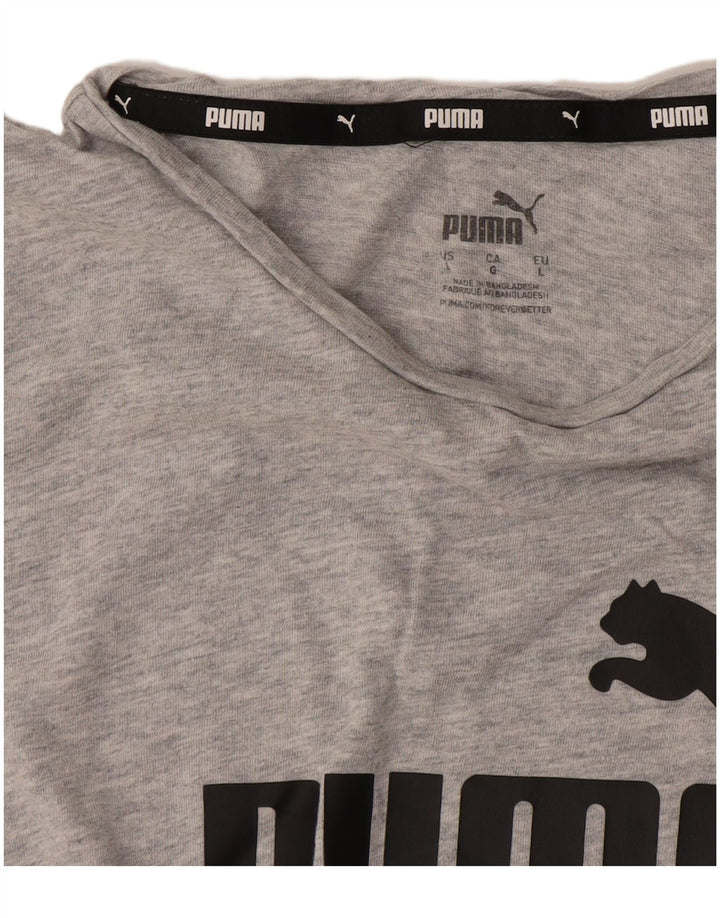 Puma Womens Graphic T-Shirt Top UK 16 Large Grey Flecked