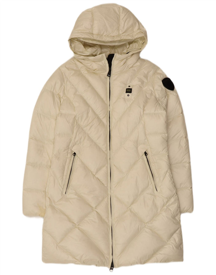 Blauer Womens Hooded Padded Coat UK 16 Large White Polyamide