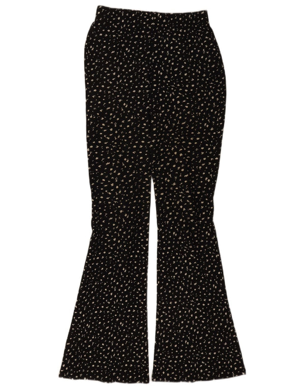 Topshop Womens Flare Casual Trousers UK 8 Small W26 L32 Black Spotted