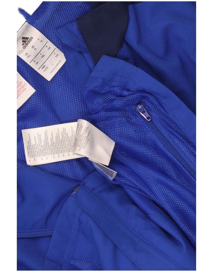 Adidas Boys Tracksuit Top Jacket 15-16 Years XL Blue Colourblock Polyester