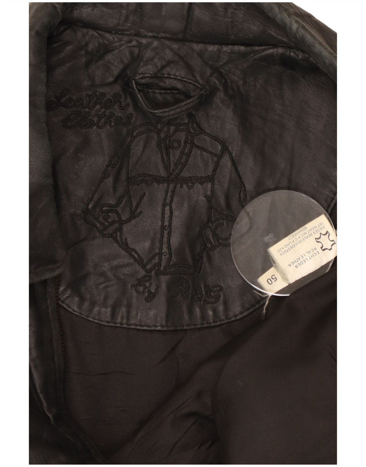 Vintage Mens Leather Jacket IT 50 Large Black Leather