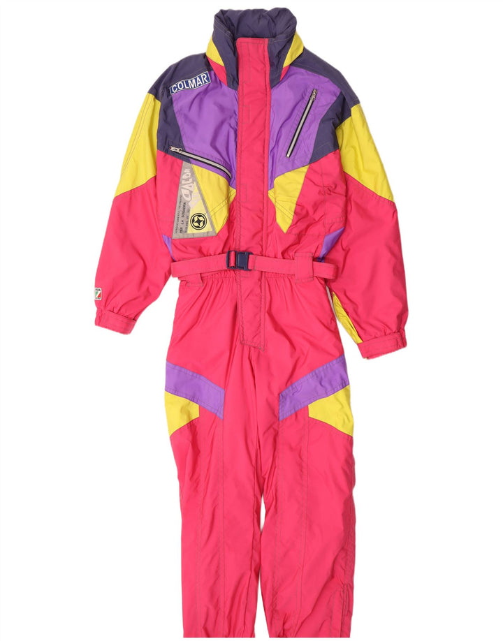 Colmar Mens Hooded Ski Jumpsuit IT 50 Medium W34 L31 Pink Colourblock