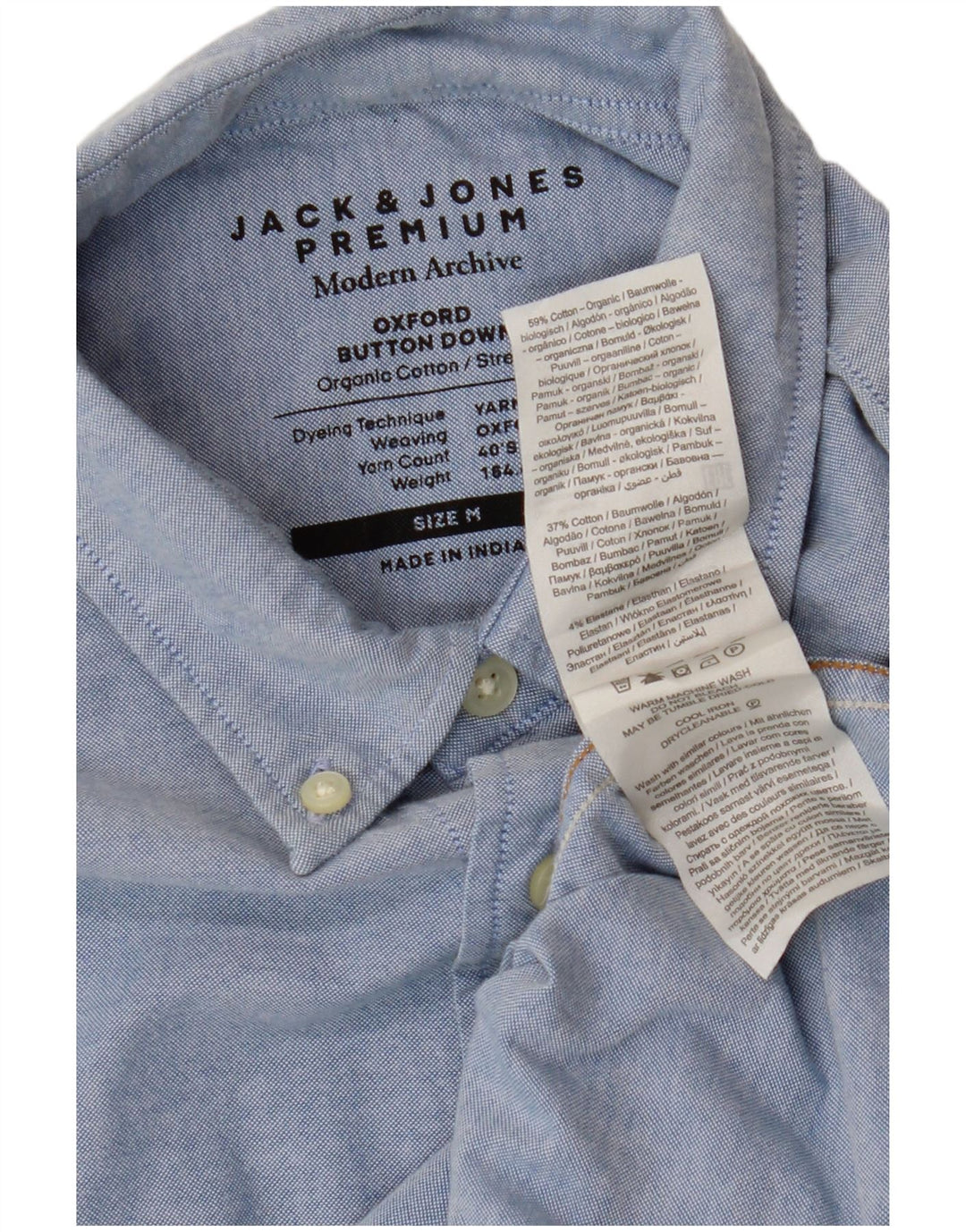 Jack & Jones Mens Shirt Medium Blue Cotton