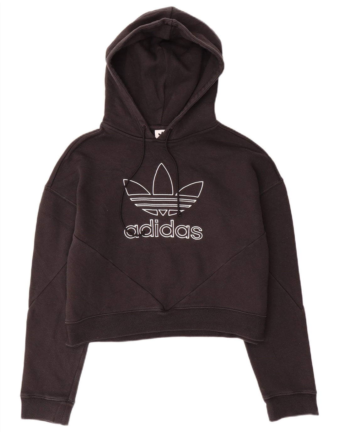 ADIDAS Womens Oversized Graphic Hoodie Jumper UK 10 Small  Black Cotton