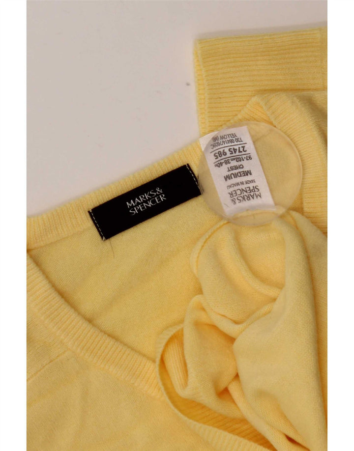 Marks & Spencer Mens V-Neck Jumper Sweater Medium Yellow Acrylic
