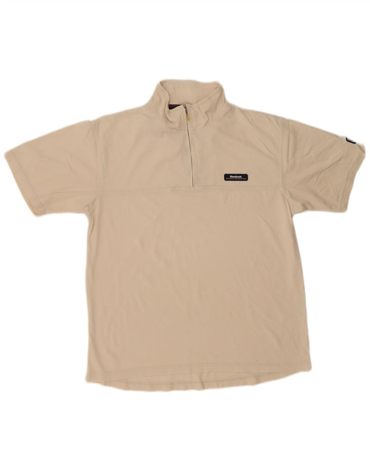 Reebok Mens Zip Neck T-Shirt Top XL Beige