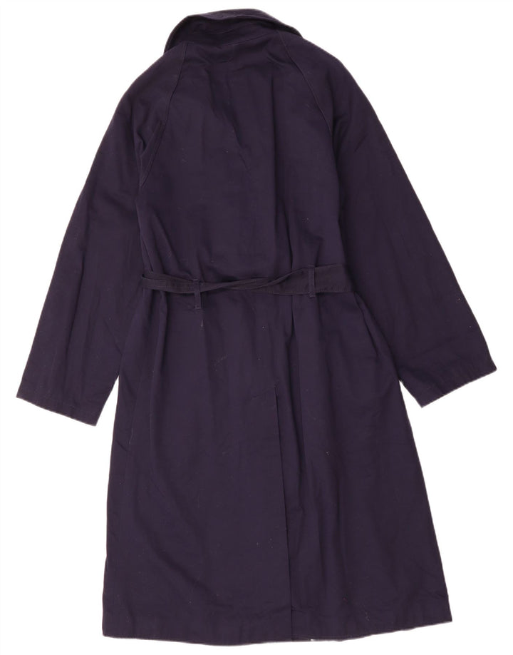 Marks & Spencer Womens Trench Coat UK 14 Medium Navy Blue Cotton