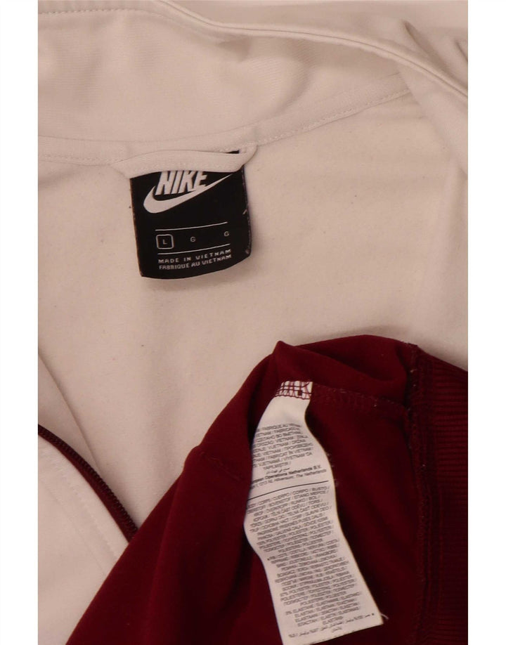 Nike Mens Tracksuit Top Jacket Large Maroon Colourblock Polyester