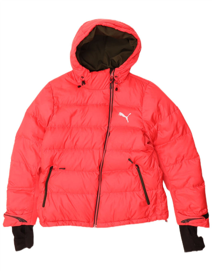 Puma Womens Hooded Padded Jacket UK 16 Large  Red Polyester