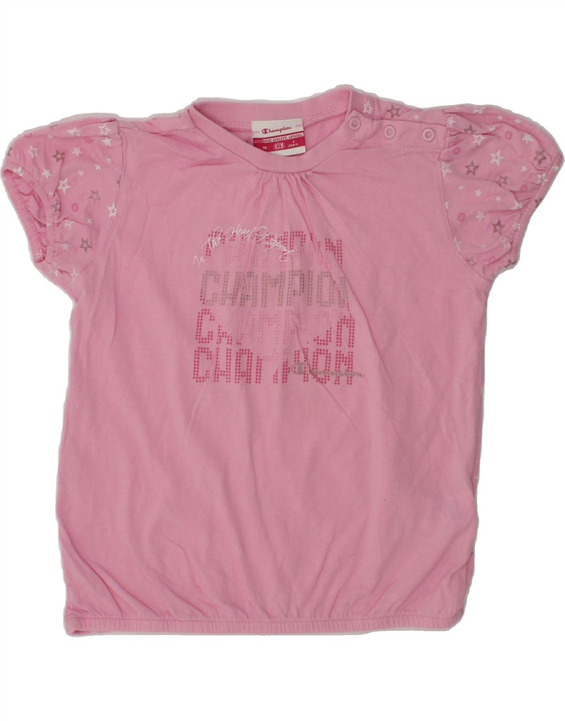 CHAMPION Girls Graphic T-Shirt Top 2-3 Years XL Pink Cotton | Vintage Champion | Thrift | Second-Hand Champion | Used Clothing | Messina Hembry 