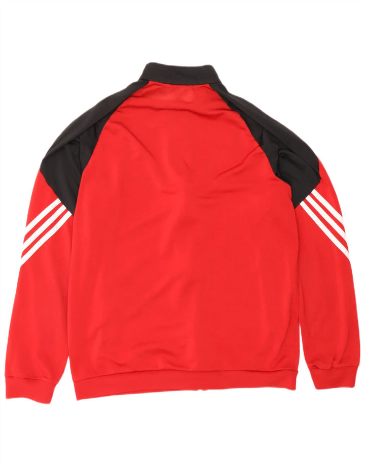 ADIDAS Mens Tracksuit Top Jacket Large Red Colourblock Polyester
