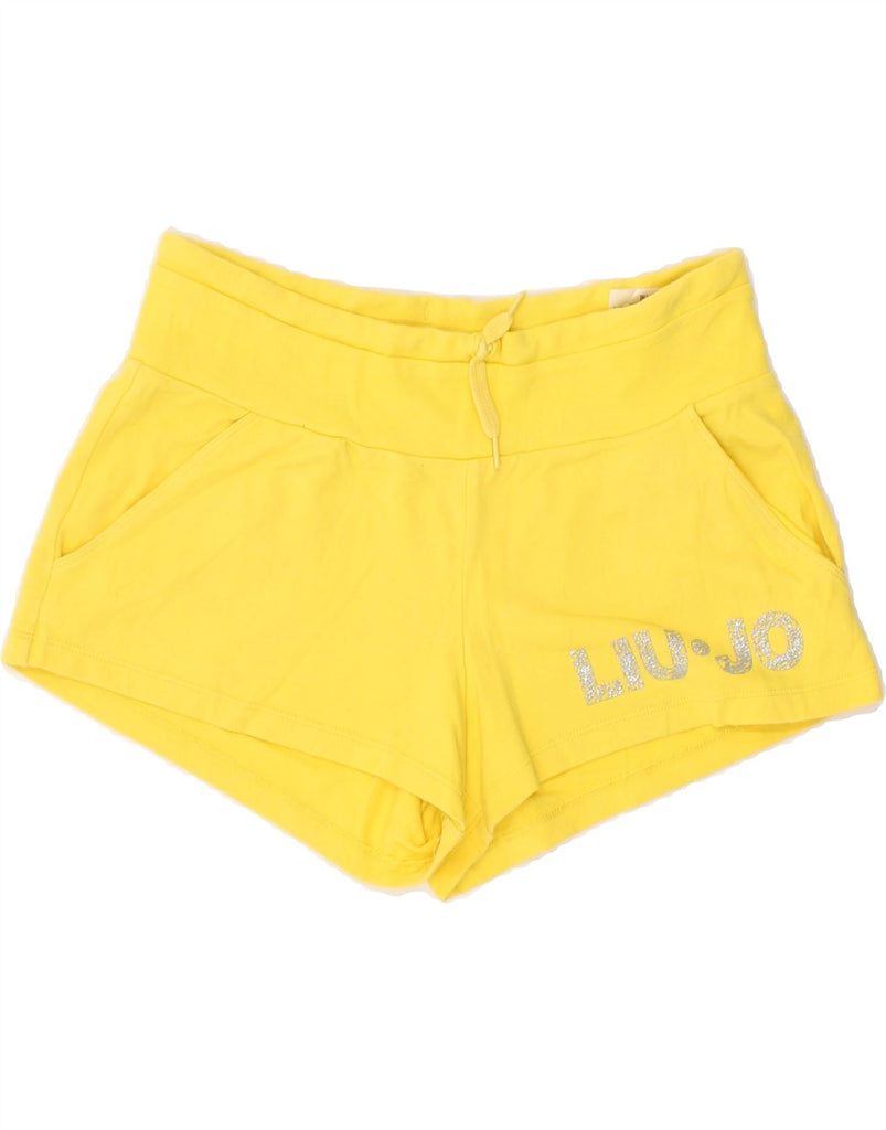 LIU JO Girls Graphic Sport Shorts 13-14 Years  Yellow Cotton | Vintage Liu Jo | Thrift | Second-Hand Liu Jo | Used Clothing | Messina Hembry 