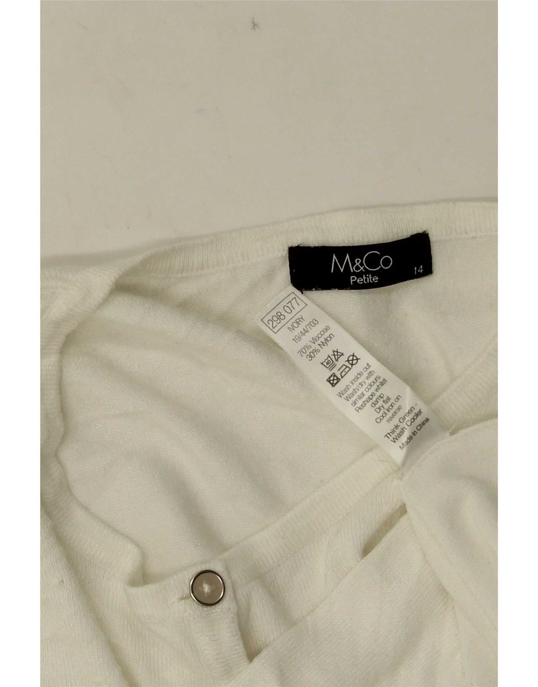 M&Co Womens Petite Bolero Jumper UK 14 Medium White Viscose