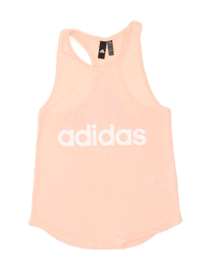 ADIDAS Womens Graphic Vest Top UK 8/10 Small Pink Polyester | Vintage Adidas | Thrift | Second-Hand Adidas | Used Clothing | Messina Hembry 