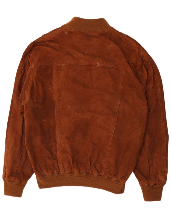 Vintage Mens Suede Bomber Jacket IT 56 3XL Brown Leather