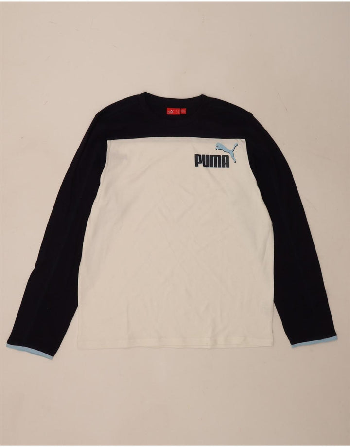 Puma Mens Graphic Top Long Sleeve XL White Colourblock Cotton